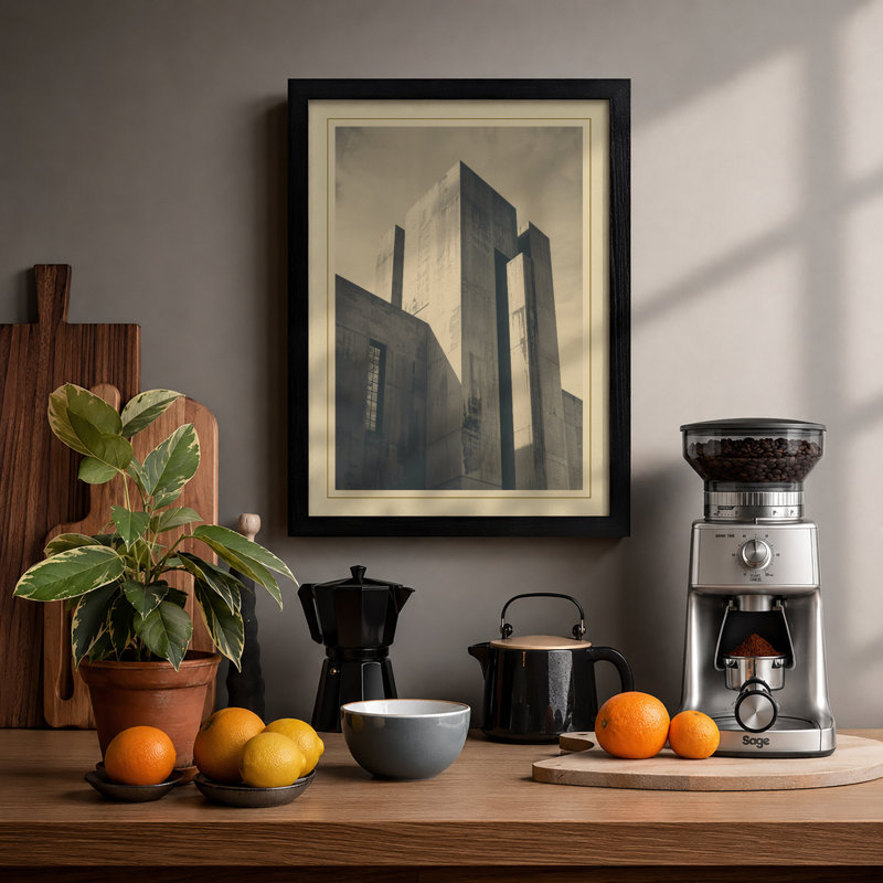 Monumental Towers Industrial - Framed Print, A4 - 29.7 x 21.0 cm, Black