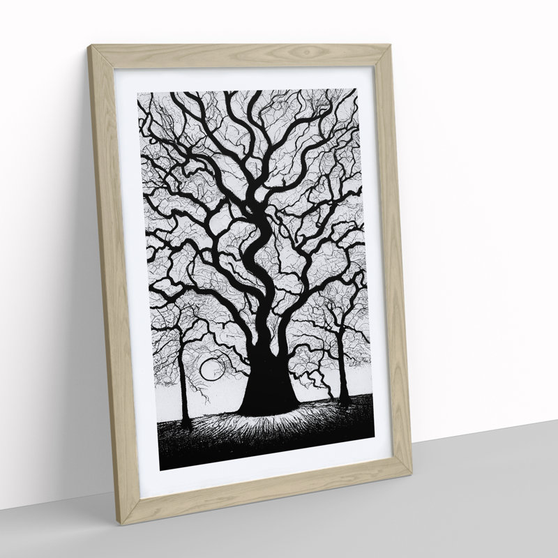 Monochrome Tree No.2 - Framed Print, 46cm H x 34cm W x 2cm D, Oak Framed