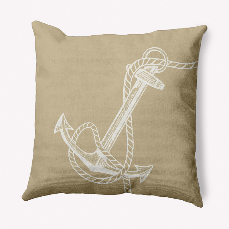 Nautical Nights Anchor & Rope Square Pillow Cover & Insert, Square 20" H x 20" W, Taupe