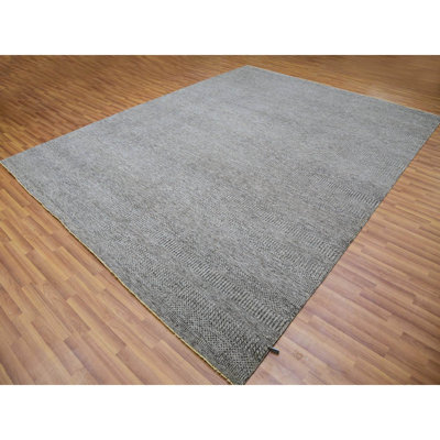 9'2" x 12'0" Chrysler Gray Hand Knotted Modern Grass Wool Undyed Oriental Rug