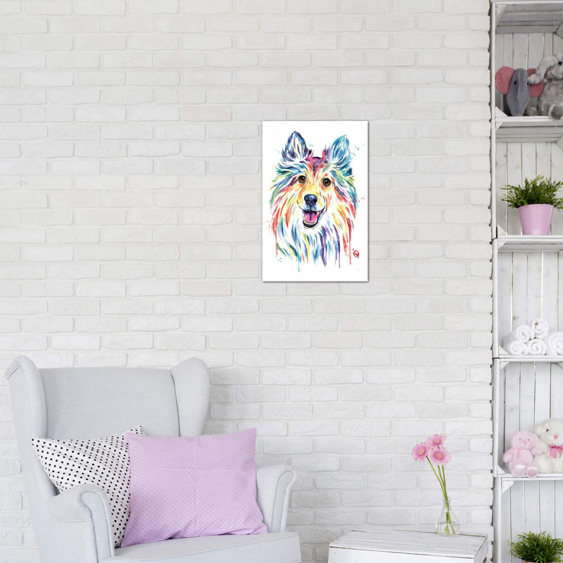 Sheltie de Lisa Whitehouse-impression d’art graphique, Pas de tapis, Toile tendue, H 12 po x l 8 po x P 0,75 po