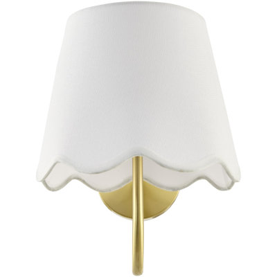 1-Light Iron Wall Sconce with Linen Shade