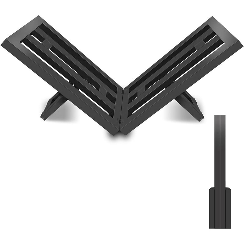 Support à bûches de bois de chauffage intérieur et extérieur, support à bûches de foyer en acier noir, support à bois de chauffage robuste pour foyer / foyer