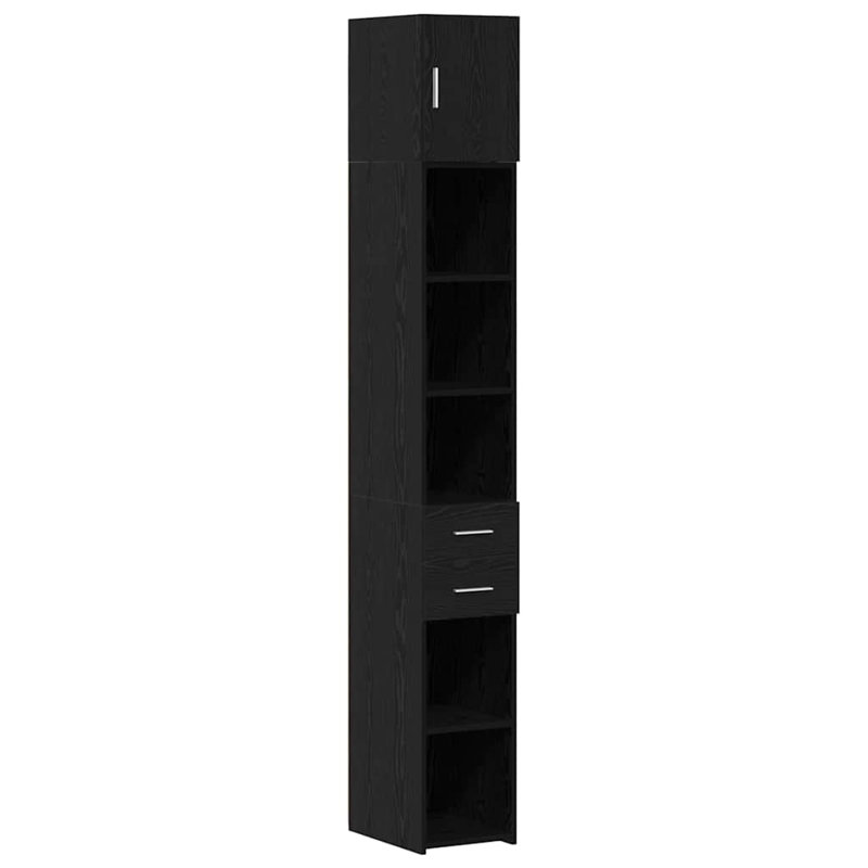 Slim Storage Cabinet 30X42.5X225 Cm Engineered Wood, Black Oak