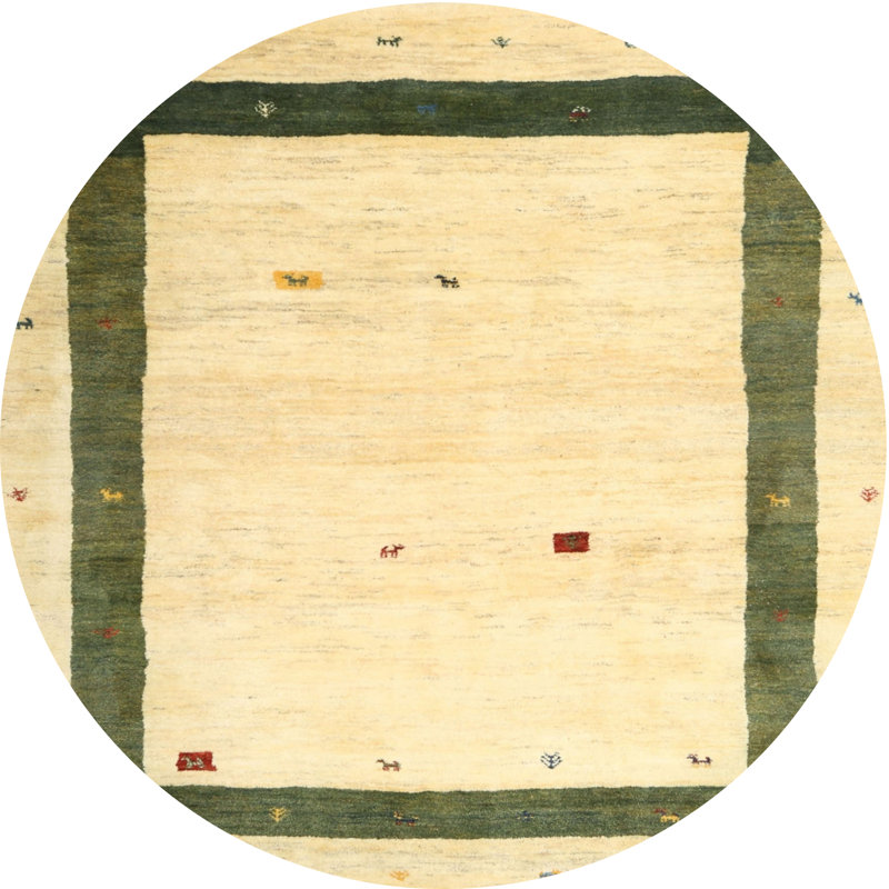 Tapis abstrait vert / beige Guarascio, Rond 5 pi