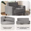 Fauteuil club capitonné avec accoudoirs carrés en velours côtelé gris clair Iliana avec 2 coussins-1412497952