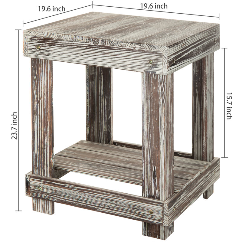 2 Tier Solid Wood Side Table