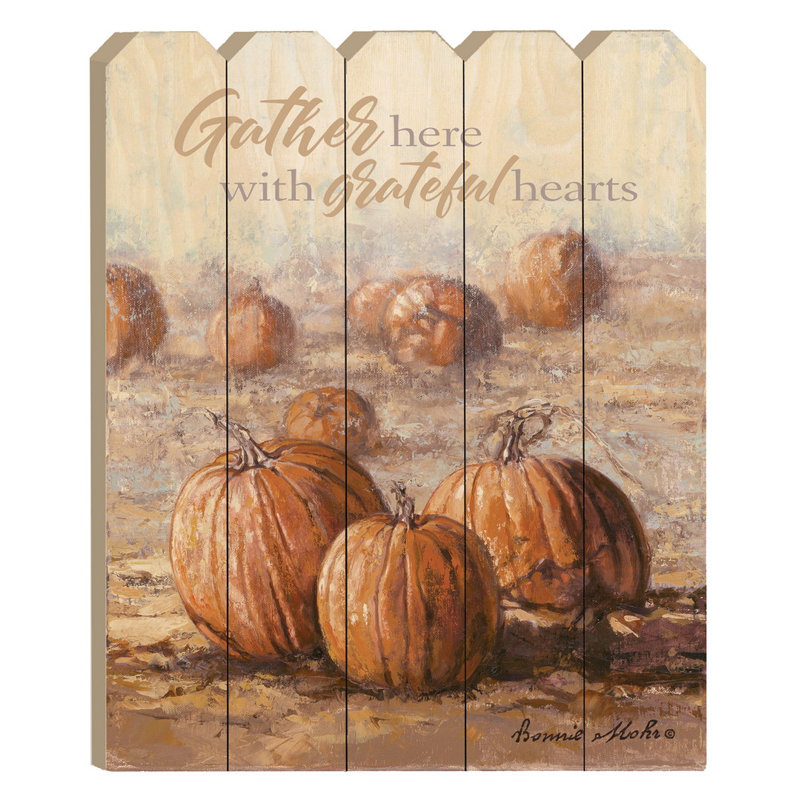 «Gather Here with Grateful Hearts» par Bonnie Mohr - impression sur bois sans cadre