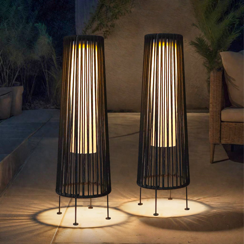 JHY DESIGN Outdoor Floor Solar Light 2-Pack, Black