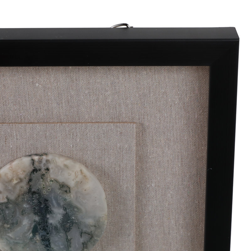 Aldora Canvas Art Stone And Frame Three Circular Inlays Vertical Wall Decor For Home Office Bedroom Or Living Room Casual Style Framed Textured Contemporary Design - 28" Brown