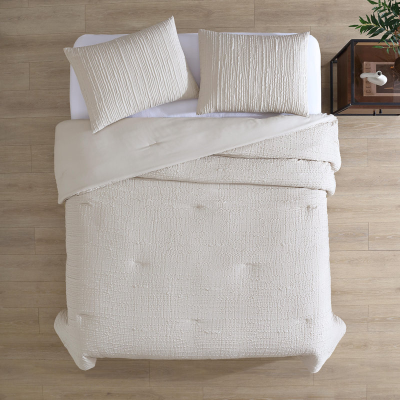 Kenneth Cole Serenity Wavy Lines Duvet Cover Set, Housse de couette simple + 1 taie décorative stan, Beige