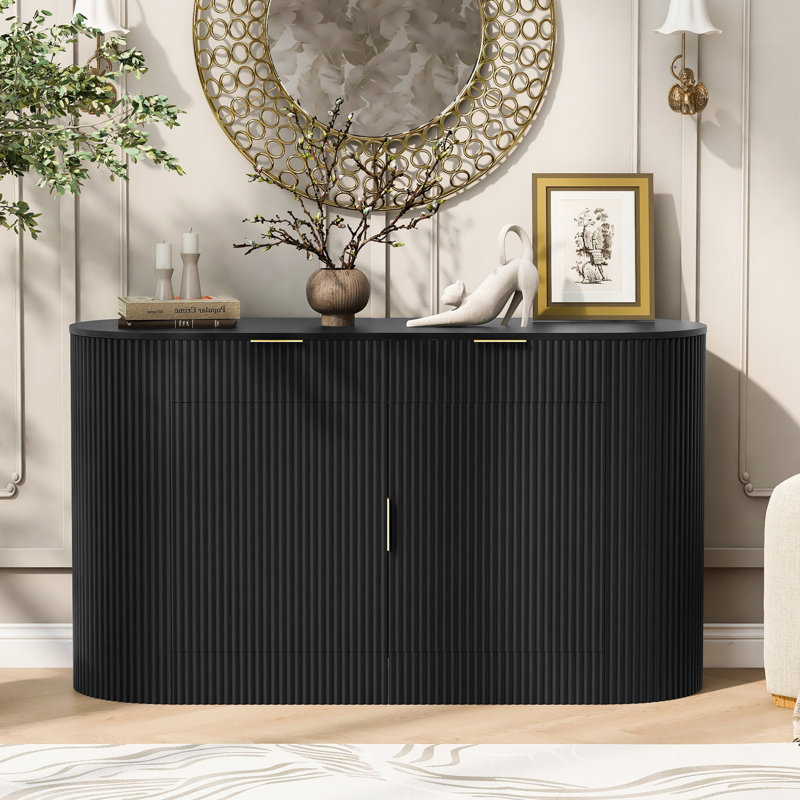 Luminex 55.1" Buffet Cabinet With Storage, Accent Sideboard And Credenza With Fluted Doors, Wood Coffee Bar Console For Kitchen, Living Room