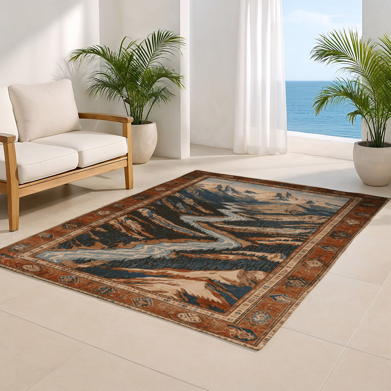 Turkish Brown Indoor and Outdoor Area Rug, Rectangle 2' x 3'