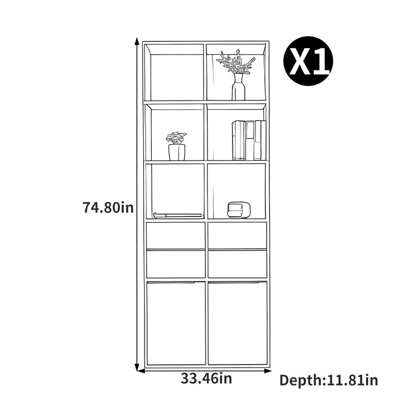 Bibliothèque de rangement à plusieurs niveaux de style italien