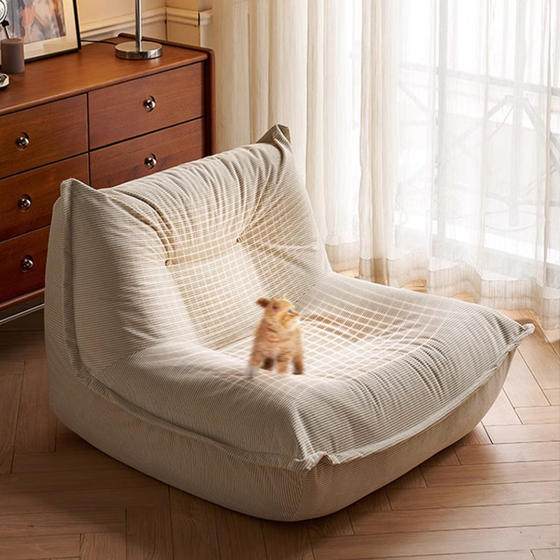 Retro Lazy Bean Bag Sofa, White Polyester
