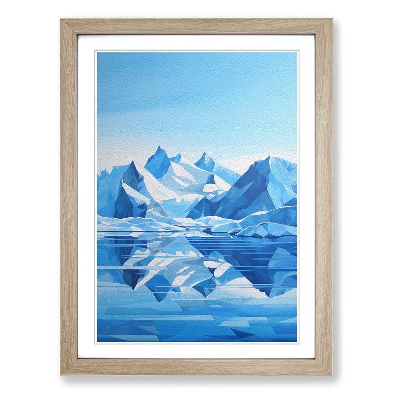 Glacier Geometric - Framed Print, 46cm H x 34cm W x 2cm D, Oak