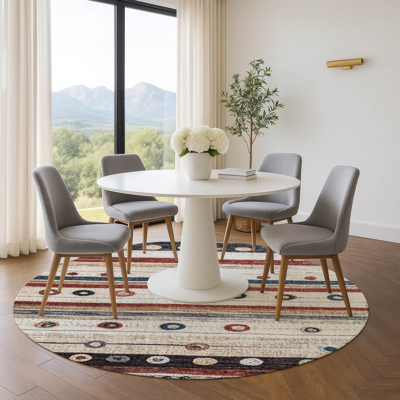 Premium Machine Washable Millbrook AMF1964 Stripes Rug, Round 8'
