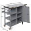 Chariot en bois pour îlot de cuisine avec plateau en acier inoxydable, table d'appoint pliable, roues verrouillables, station de préparation pour patio roulant-126112870