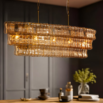 Grand luminaire suspendu linéaire 47 "à 5 niveaux avec îlot de cuisine 47"