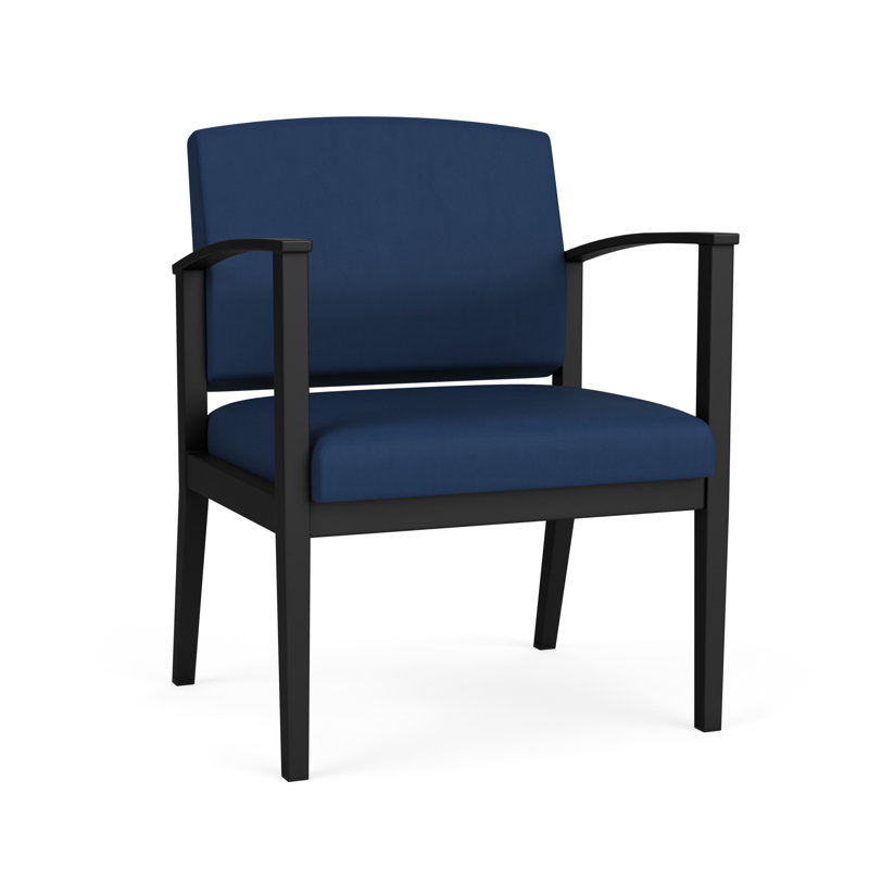 Chaise d'invité en acier Amherst, Noir, Vinyle bleu Patriot Plus Imperial
