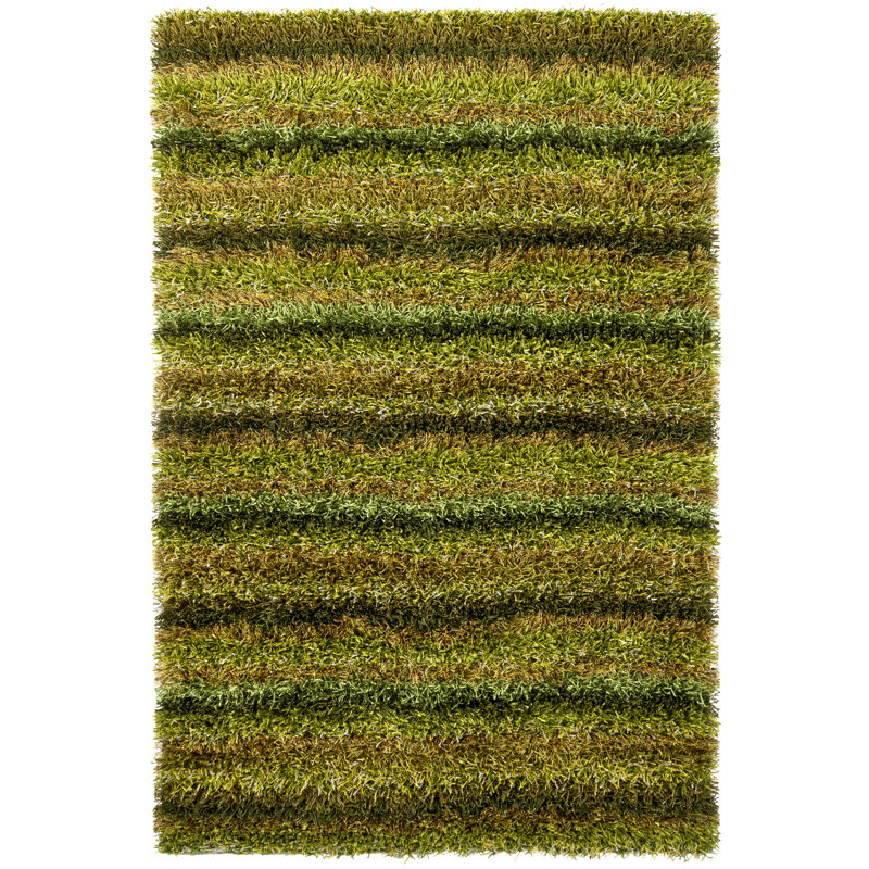 Tapis vert en polyester tissé à la main Dorothy, 5 pi x 7 pi 6 po