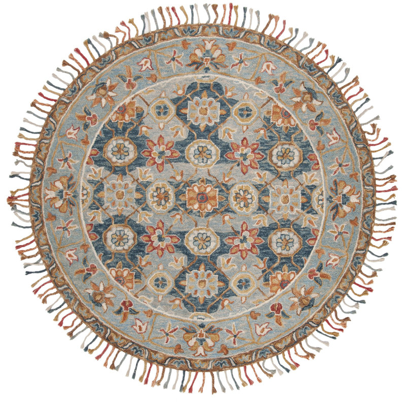 Carman Hand Tufted Wool Geometric Rug, Round 5'