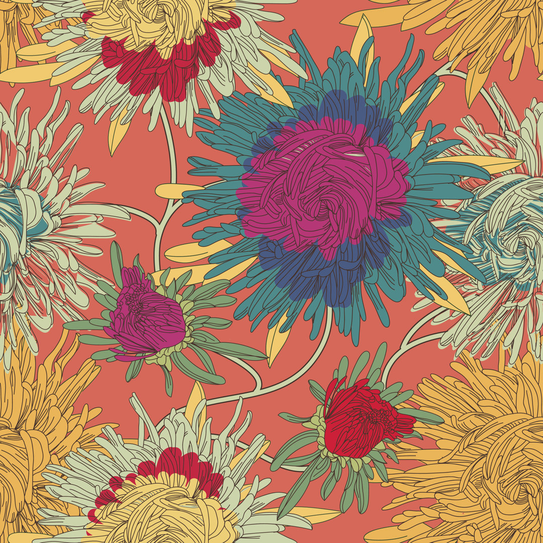 Roldan Floral Background von Suriko - Leinwandbild auf Wrapped Canvas