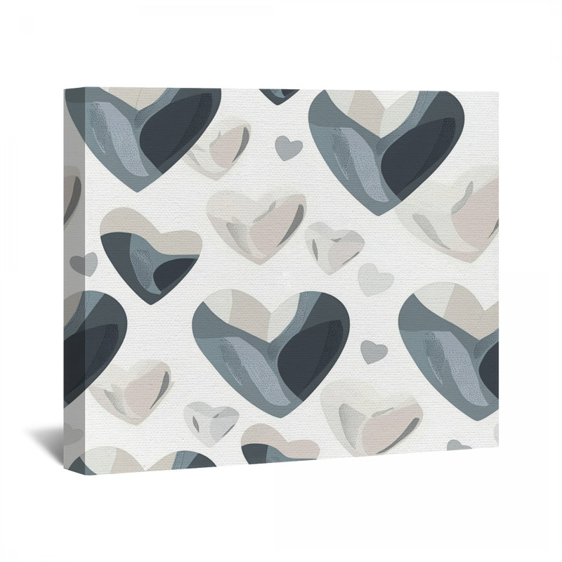 Coeurs sur toile tendue - Décoration murale romantique, H 11 po x l 14 po