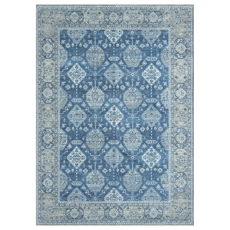 Tapis bleu marine lavable Barclay, Rectangle 9 pi 2 po x 12 pi 6 po