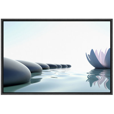 «Zen Stones Serene Spa Massage White Water Lily», photographie sur toile, salle de bain, art mural