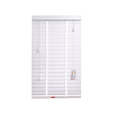 Faux Wood Venetian Blinds with Fabric Tape, Moisture-Resistant Horizontal Slats & Cord Control for Windows