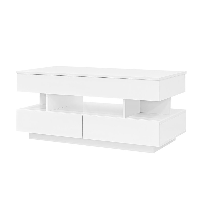 Table basse à plateau relevable avec tiroirs, H 17,7 po x L 39,3 po x l 19,6 po
