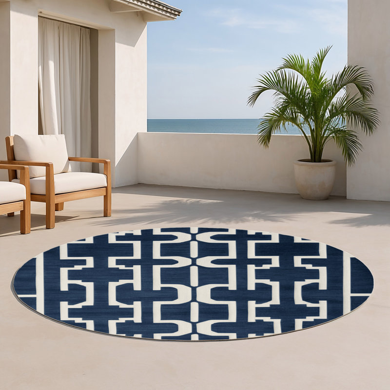 Tapis gris intérieur et extérieur Trellis, Rond 5 pi
