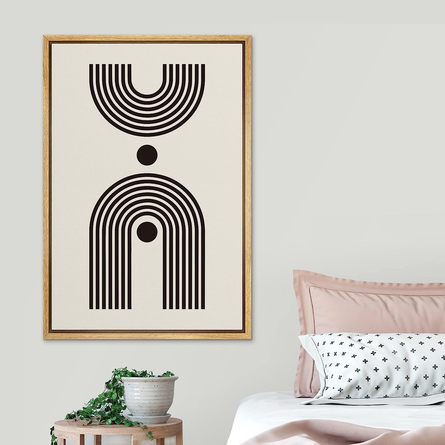 Pixonsign Framed Canvas Print Wall Art Duotone Minimal Vintage Geometric Collage Abstract Shapes Illustrations Modern Art Boho Decorative Chic for