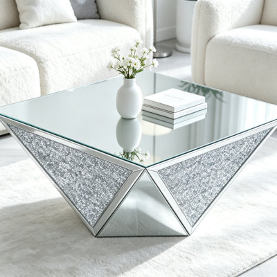 Table basse miroir à prisme de cristal