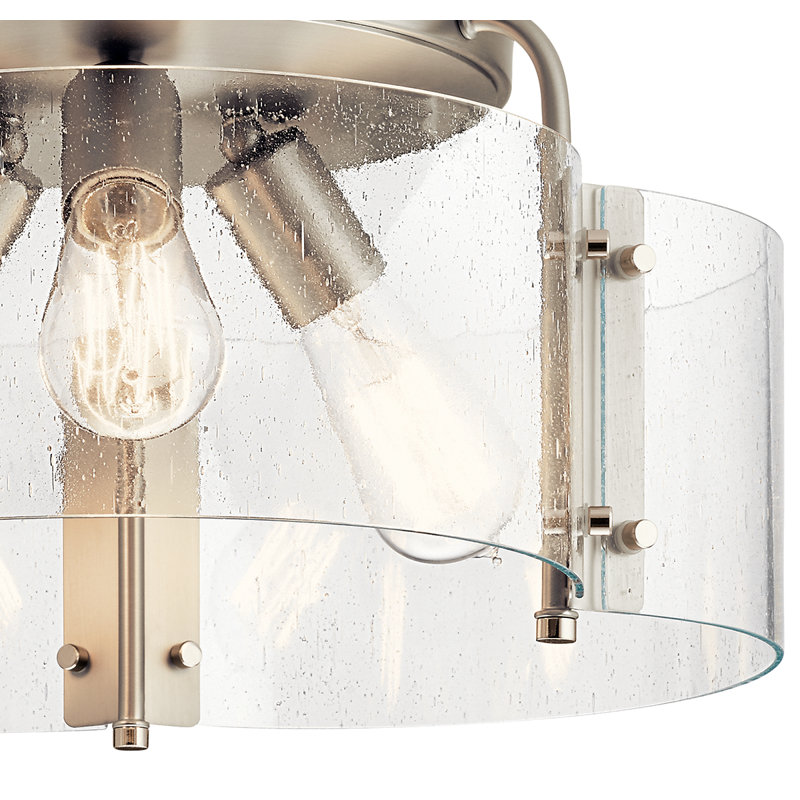 Taylor Glass Semi Flush Mount, 8.5" H x 14" W x 14" D, Brushed Nickel