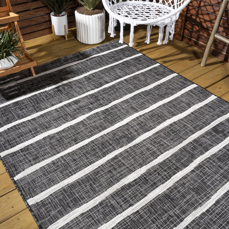 Siegert Berber Stripe Black/Ivory Indoor/Outdoor Rug
