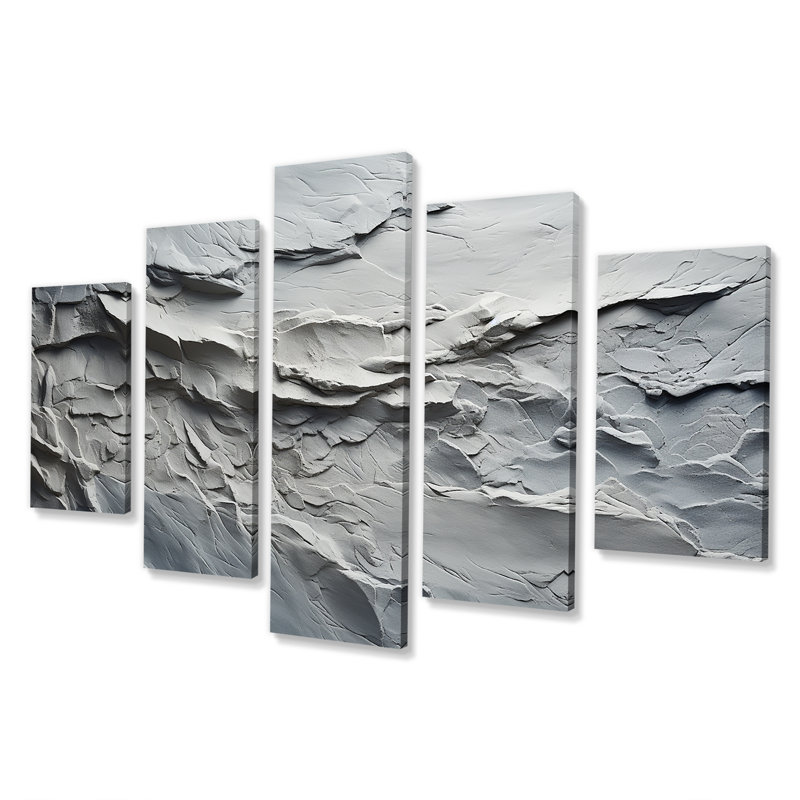 Gris et blanc pierre rivière IV - Toile d'art abstrait multipanel