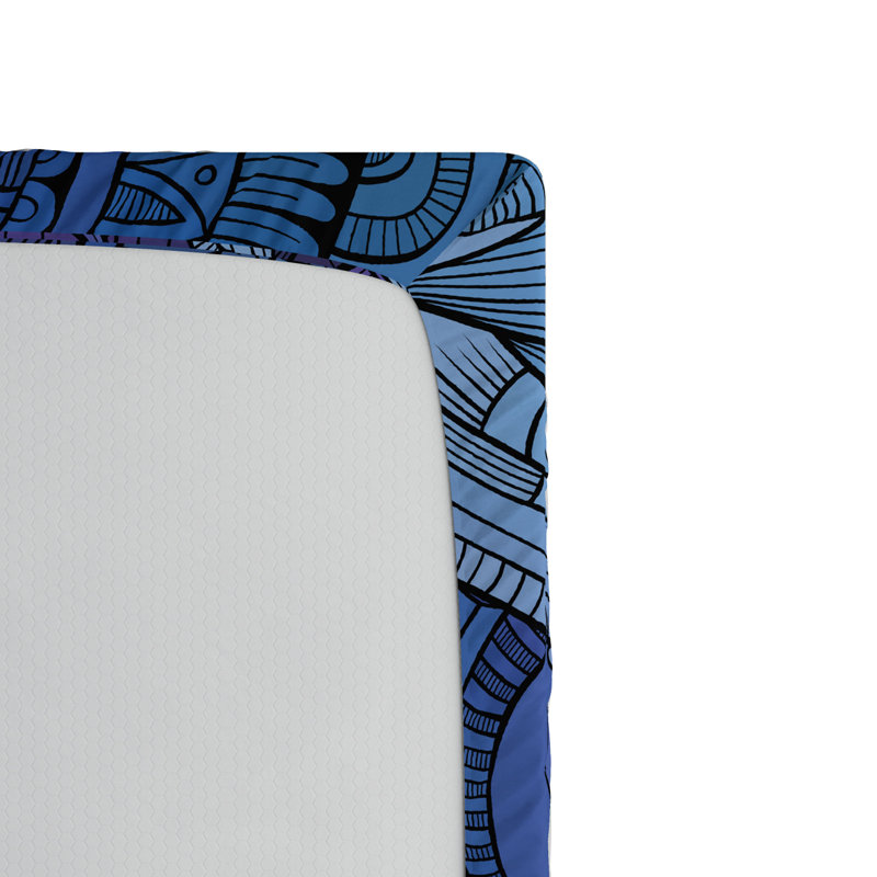 Microfiber Floral Fitted Sheet, Full Fitted Sheet, Blue/Purple  Abstract