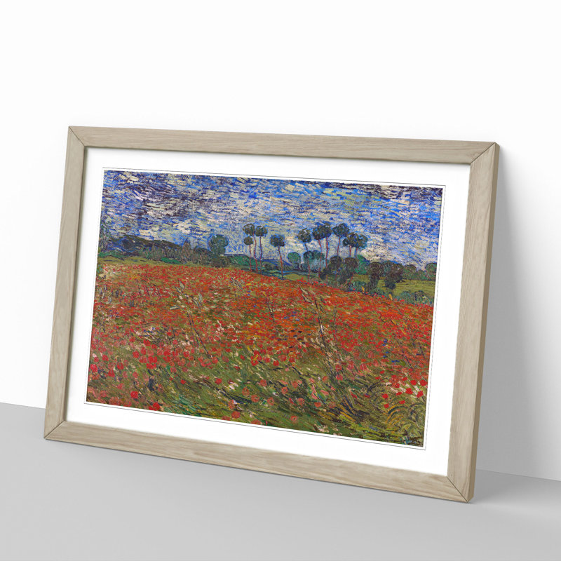 Poppy Field by Vincent Van Gogh - Framed Print, 27cm H x 36cm W x 2cm D, Oak Framed