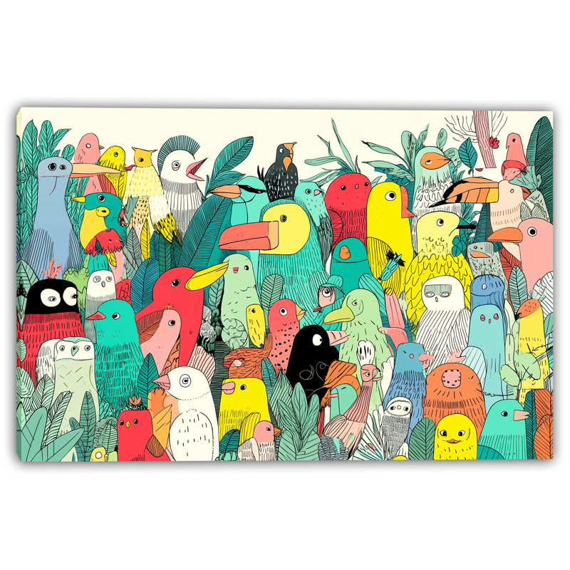 Tropical Bird Party Wrapped Canvas Wall Art