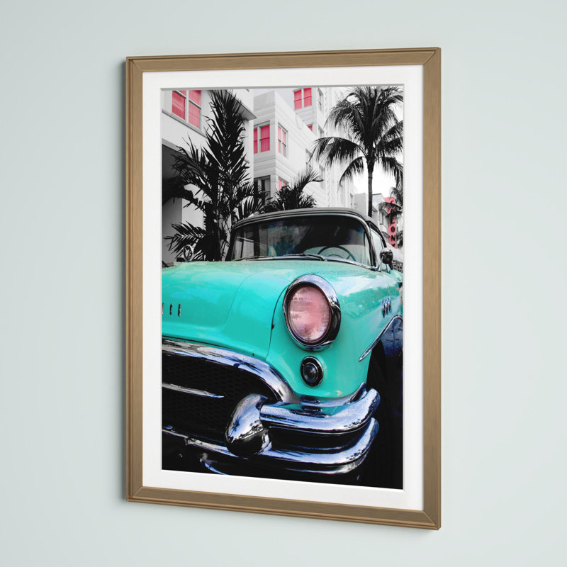 Croisière rétro - photographie avec cadre photo, Doré, H 42,5 po x l 30,5 po x P 1,5 po