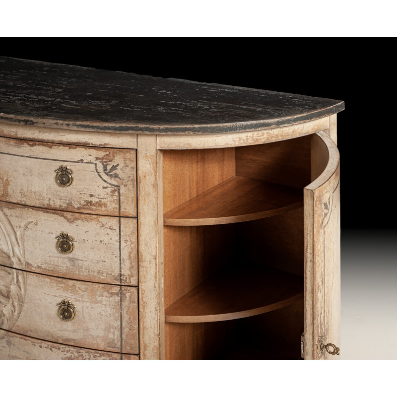 61" Wide 4 Drawer Beech Wood Credenza