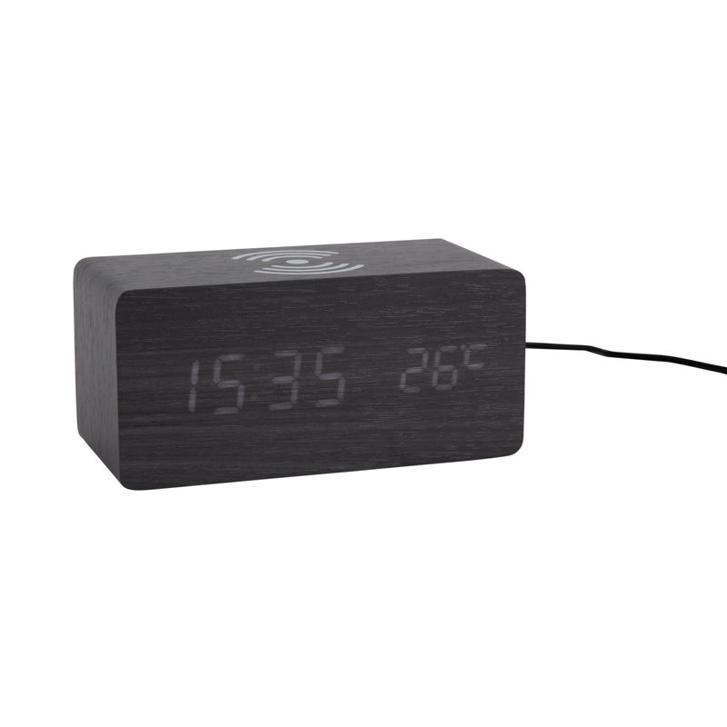 Digital Wood Alarm Tabletop Clock, Black