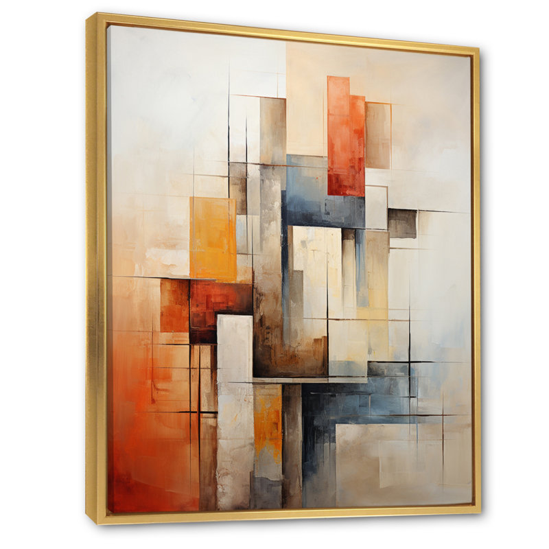 Ireatha Cubism Fragmented Perspectives II - impression, H 44 po x l 34 po x P 1,5 po, Cadre flottant doré
