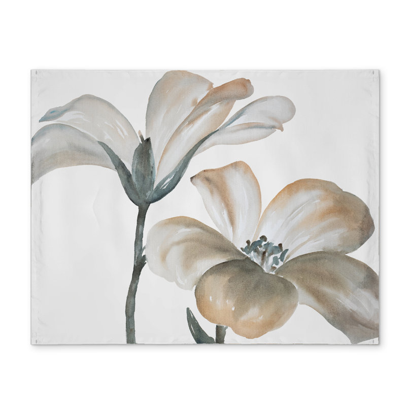 Napperon minimaliste blanc botanique | Décor floral désaturé