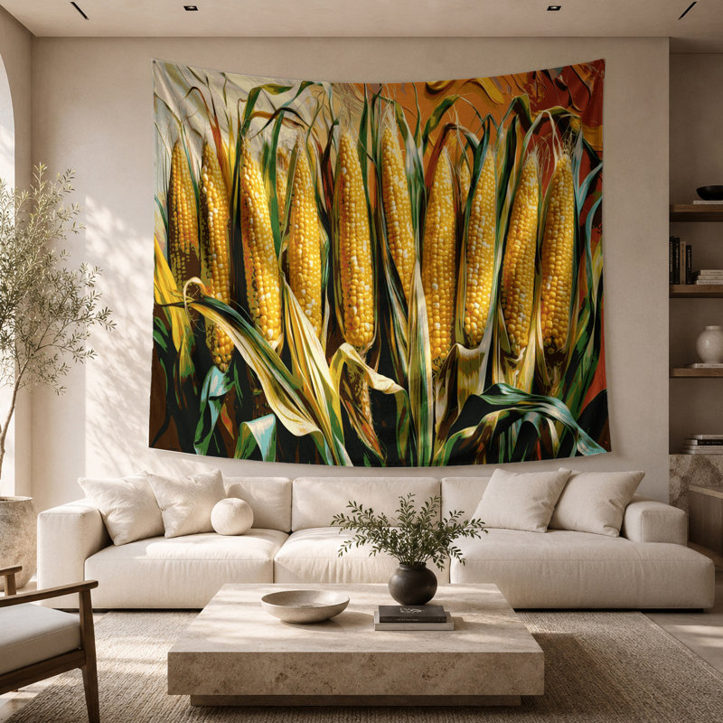 Tapisserie murale légumes maïs doux, 68 po x 80 po
