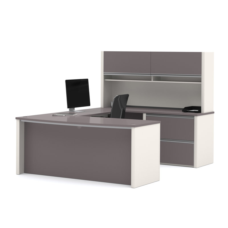 Operle U-Shape Executive Desk, Slate/Sandstone