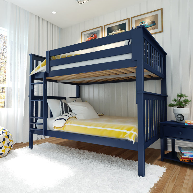  Benjahmin Kids Solid Wood Bunk Bed, Full over Full, Blue