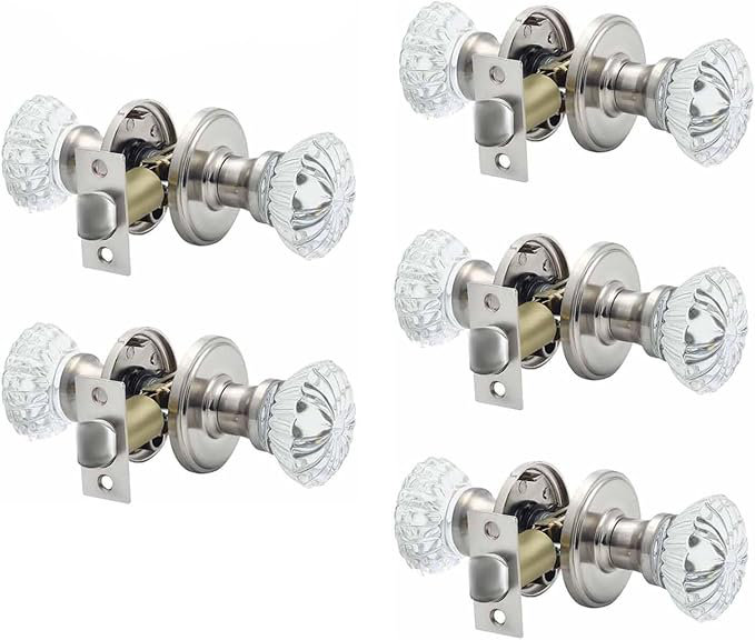 Paquet de 5 poignées de porte en verre Cielsa Dawn Crystal pour porte de salle de bain